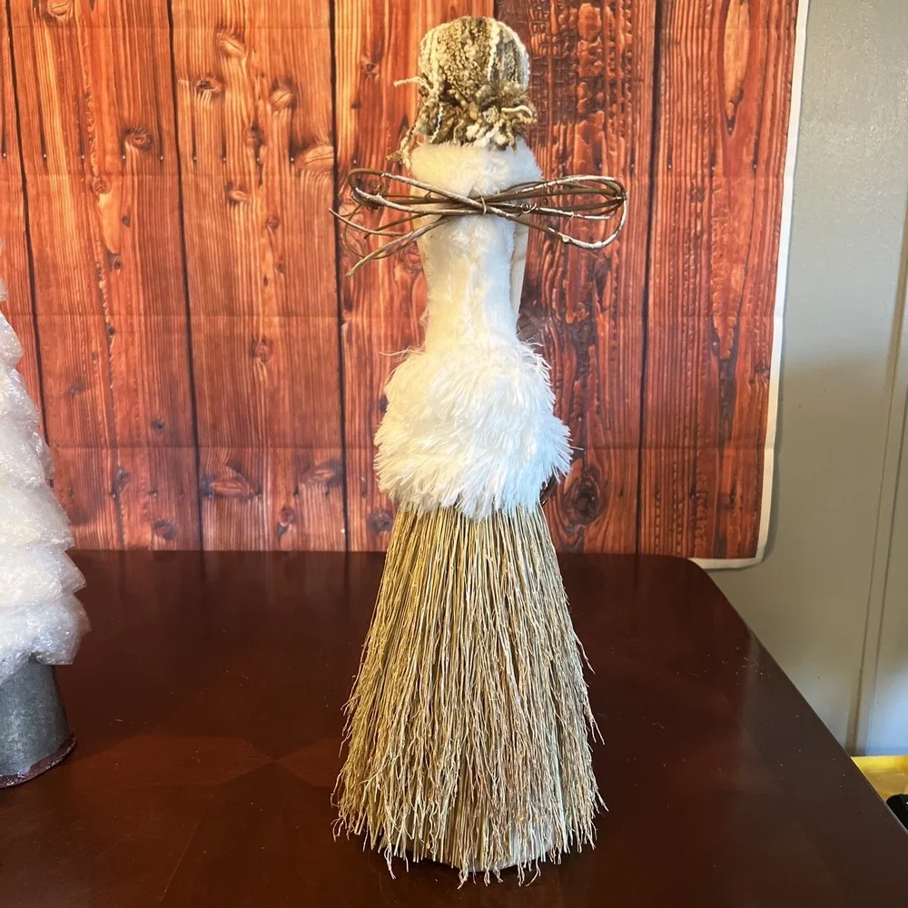 2 Silver Tree Holiday FABRIC ANGELS WITH WREATH Natural Bamboo Hand‎ Made